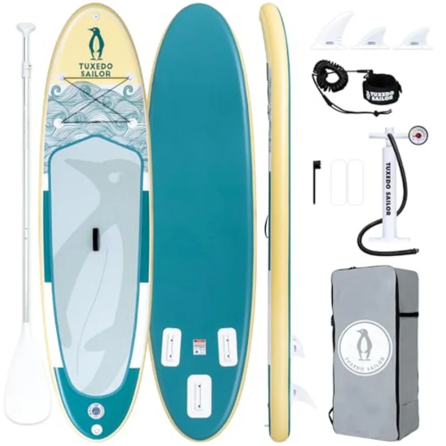 Inflatable Stand Up Paddle Board for adults youth, PVC material, green, 10'6×33×6, includes board, paddle, pump, fins, backpack