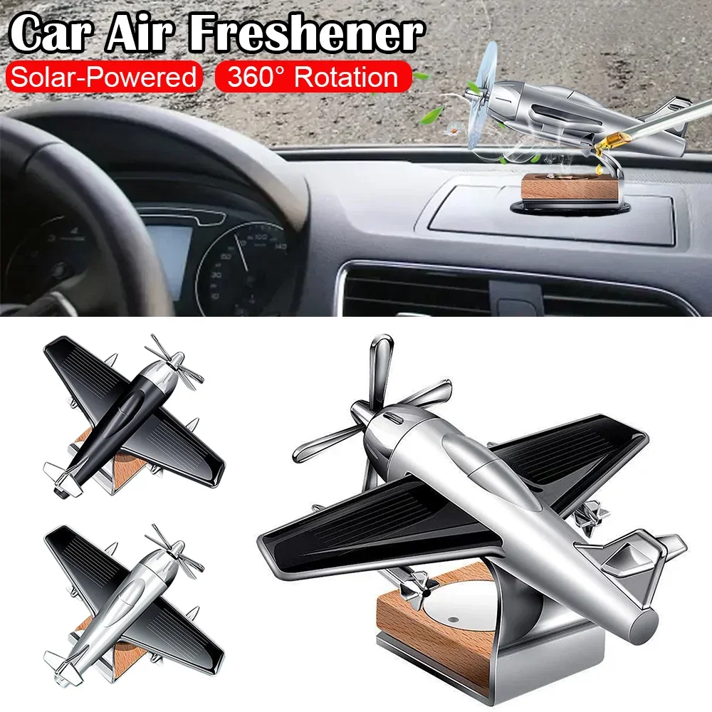 Solar Powered Car Air Freshener Automobiles Rotating Ornament Silent CNC Car Interior Decor Accessories With Essential Oil