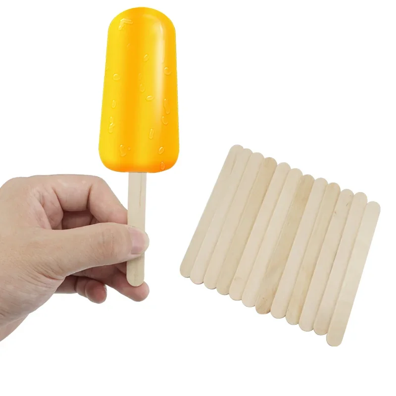 Ice Cream Popsicle Sticks Natural Wooden Sticks Ice Cream Spoon Hand Crafts Art Lolly Cake Tools 50/100pcs