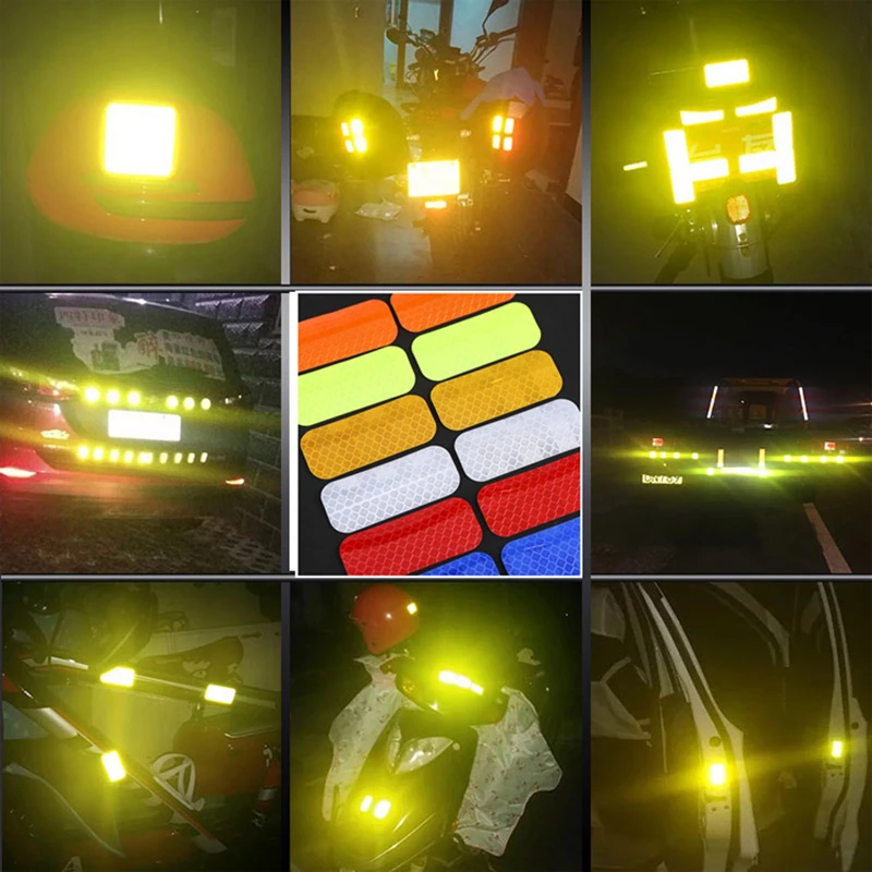 10pcs Safety Warning Reflective Stickers Secure Reflective Car Bumper Stickers Arrow Sticker fluorescent stickers