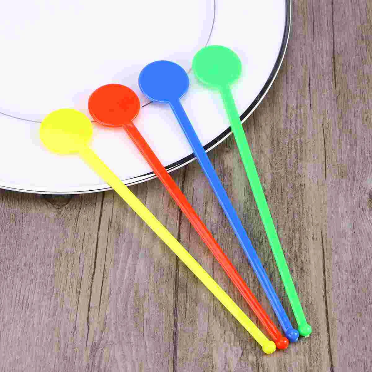 Swizzle Sticks Colorful Round Head Acrylic Resuable Stirring Sticks Martini Picks Beverages for Juice Coffee