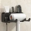 Black/White Hair Dryer Holder Wall-Mounted Strong Load-bearing Sorting Bracket Multifunctional Plastic Bathroom Organizer 2