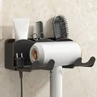 Black/White Hair Dryer Holder Wall-Mounted Strong Load-bearing Sorting Bracket Multifunctional Plastic Bathroom Organizer 2
