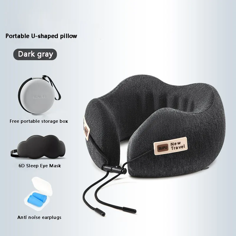 وسادة رقبة محمولة من رغوة الذاكرة، مصممة للسفر وتو...