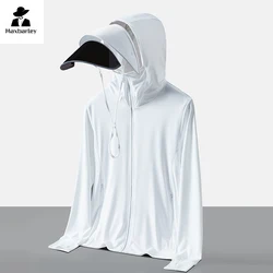 Summer Uv Jacket Upf 50 Casual Ice Silk Breathable Detachable Brim Coat Riding Fishing Ultra Light Skin Windbreaker Men's Jacket