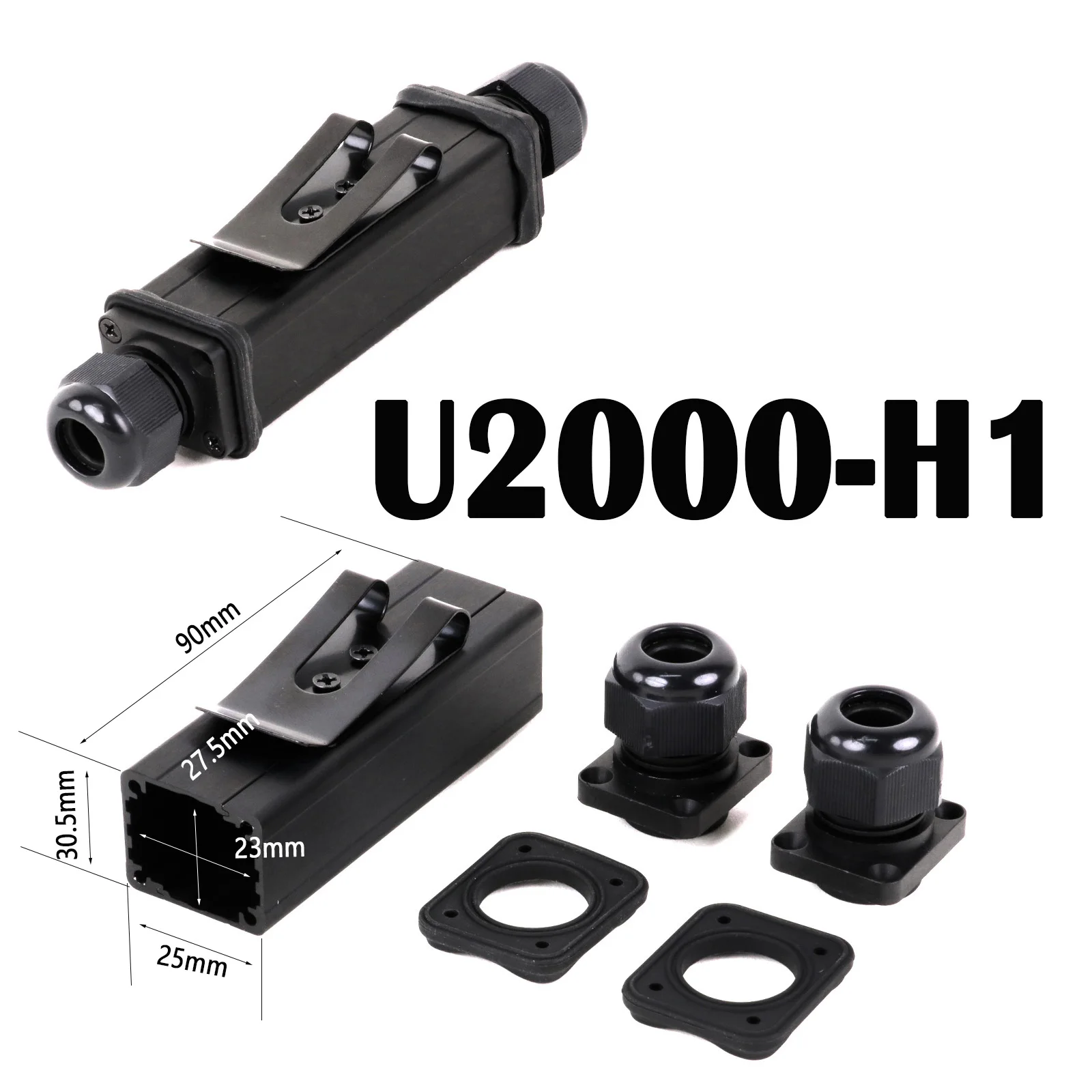 Power Extender Connector Shell, PG9 Cabo Glândulas