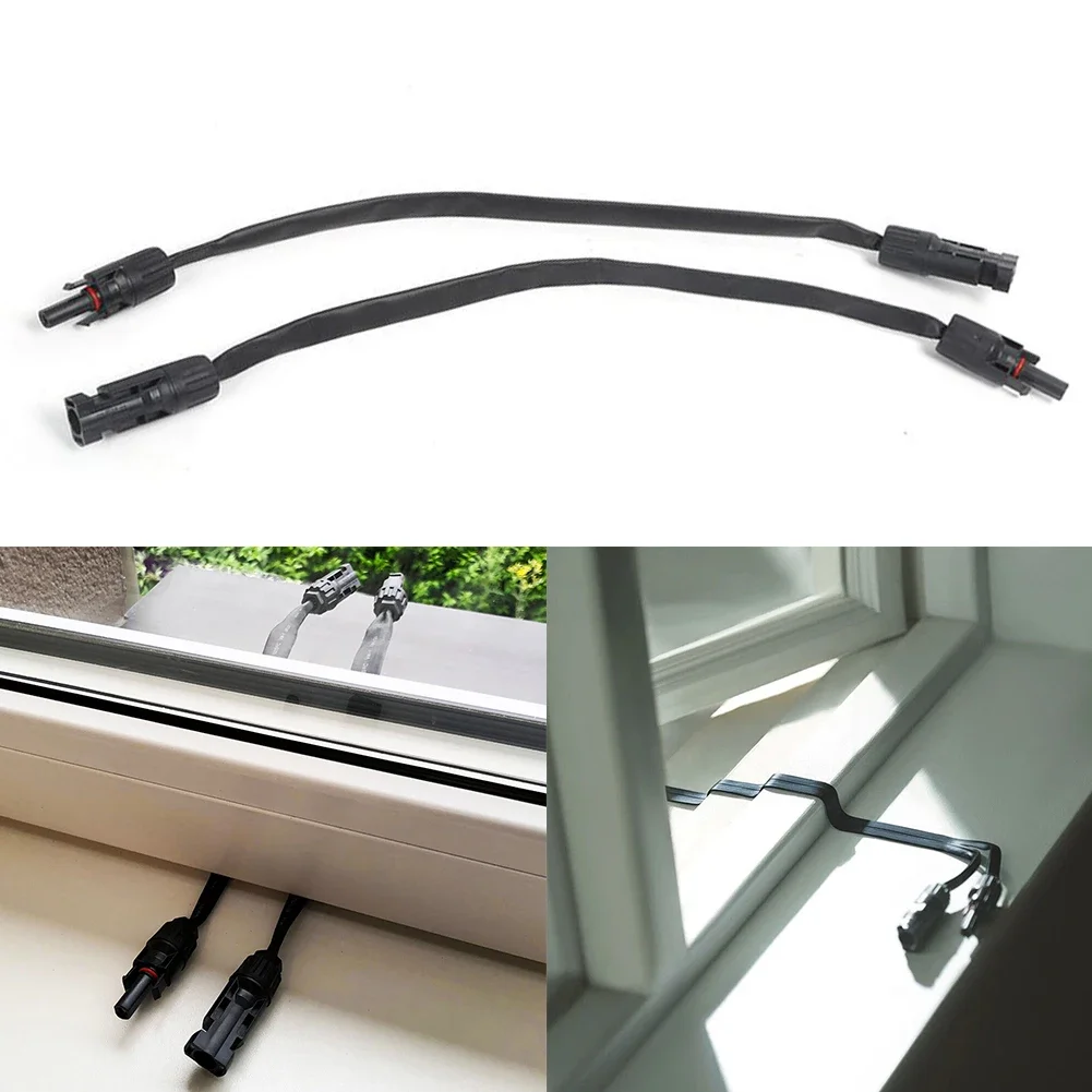 2pcs/Pair 35cm PV Solar Cable Feedthrough Cable Copper Flat Connection Balcony Solar Connector Adapter Extension