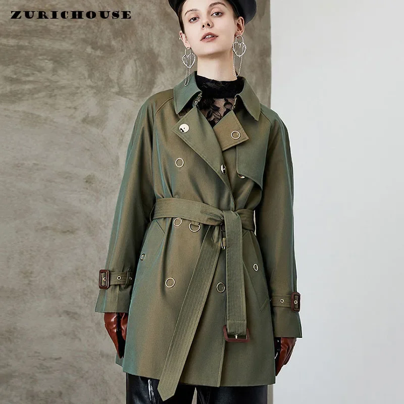 

High-end Luxury Mid-length Trench Coat for Women 2024 New Chic Metal Button Design Simple Lace-up Windbreaker Jacket Female