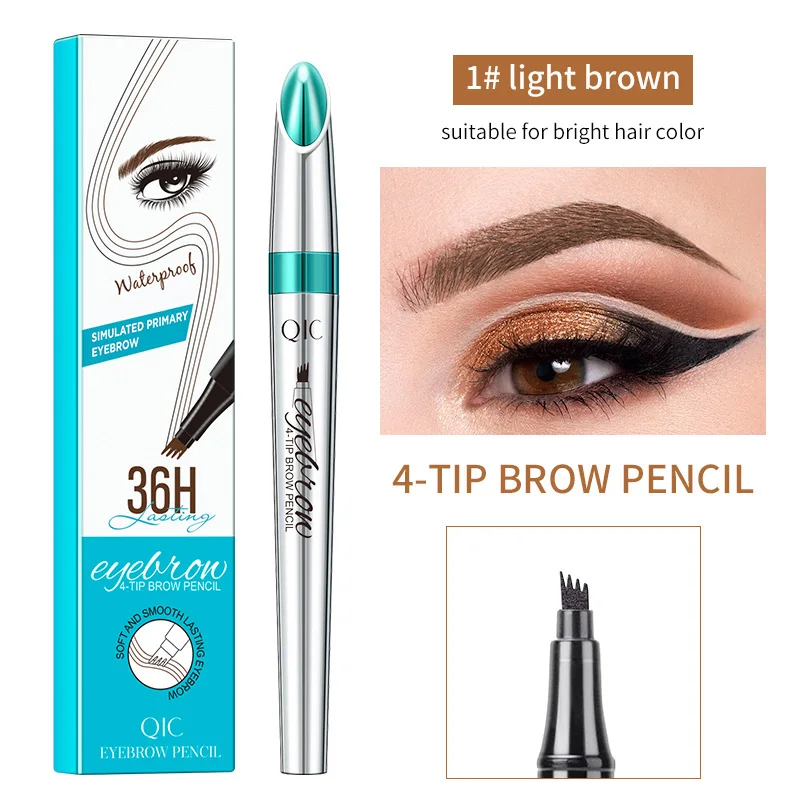4 Punkte Augenbrauenstift 3 Farben Flüssiger Augenbrauenstift Dunkelbraun Microblading Augenbrauenstift Wasserdichter Augenbrauen-Tätowierungsstift Kosmetik_voghion.com