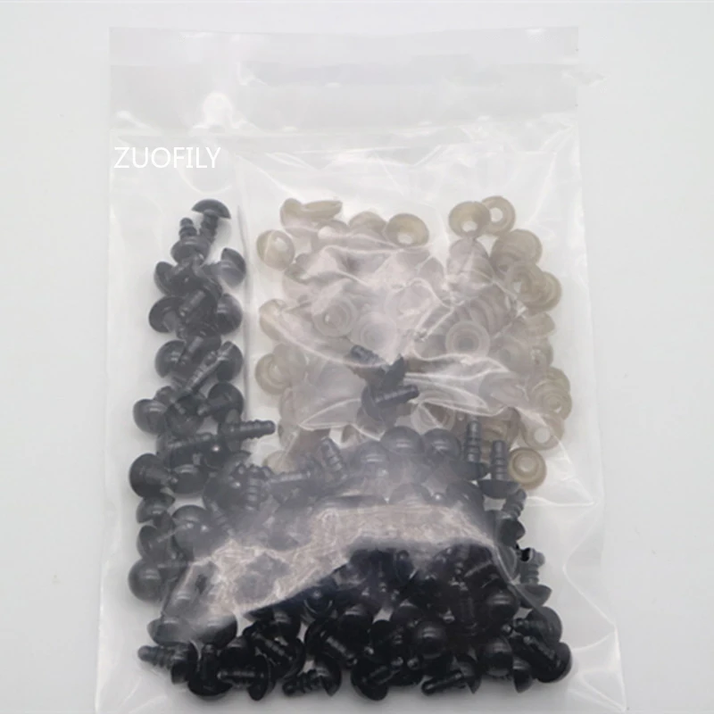 Plastic Safety Eyes Doll Eyes Googly Doll Eyes Plastic Toy Eyes Doll Handmade Accessories 6-14mm Black Plastic Safety Eyes for DIY Crochet Doll Decoration DIY Craft Kit Plush Toy Soft Toy Doll Eyes Accessories 100Pcs