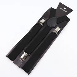 Elegant Elastic Leather Suspenders - Adjustable Straps (Black)