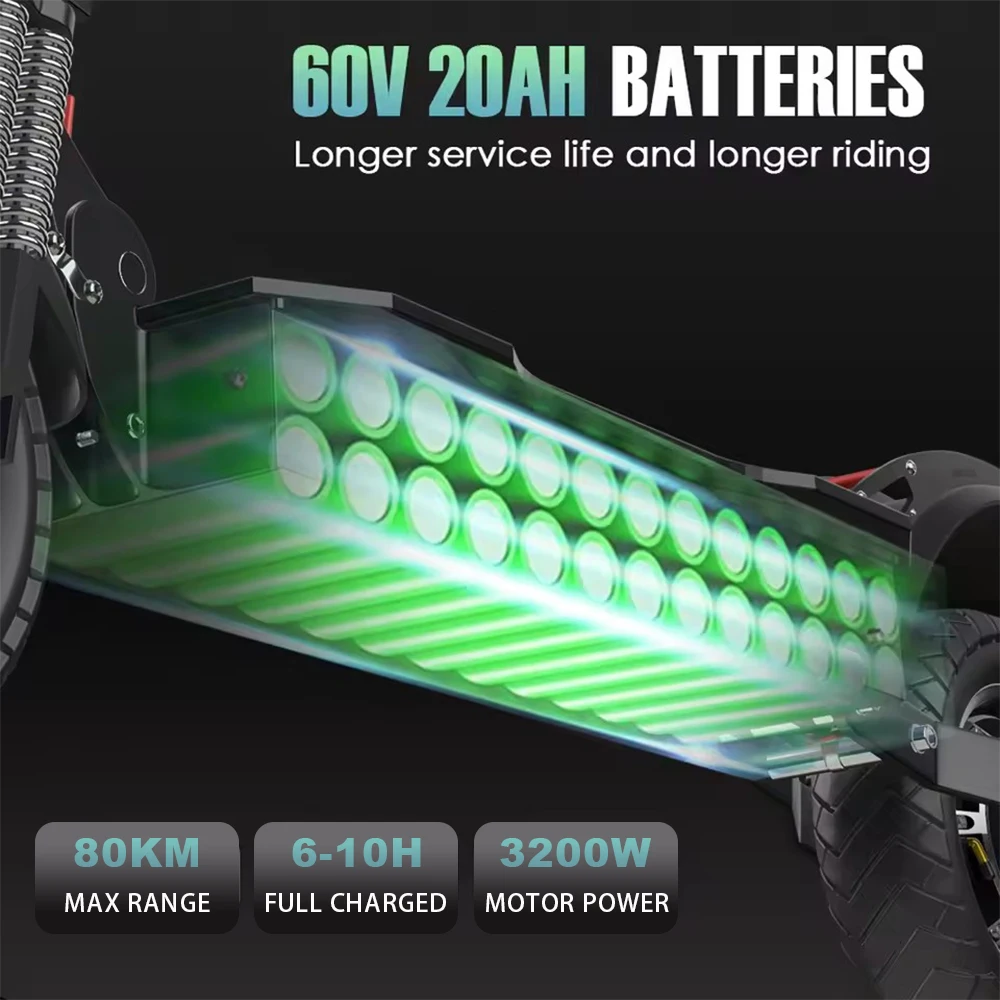 سكوتر كهربائي للبالغين 60 فولت بمحرك مزدوج، 3200 و...