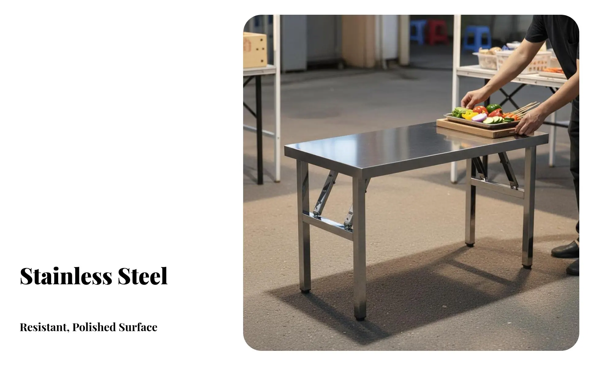 Folding Stainless Steel Table Foldable Design Stainless Steel Work Table No Installation Required Rust Resistant for Restaurant