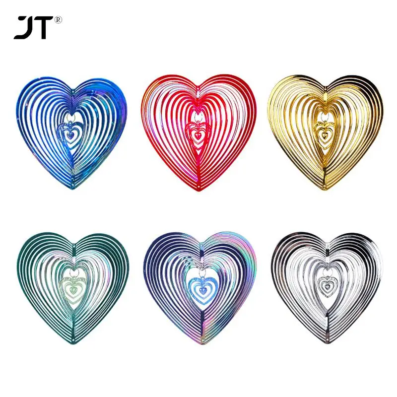 Geometric Art Heart Wind Spinner Yard Art Beating Heart Wind Spinner Balcony Outdoor Garden Decoration Ornament Dream Catcher