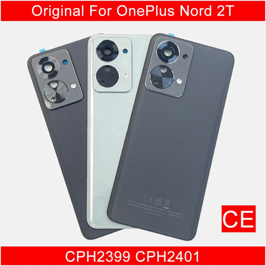 

Original For OnePlus Nord 2T Battery Cover Back Glass Rear Door Housing Case Back Panel With Camera Lens CPH2399, CPH2401