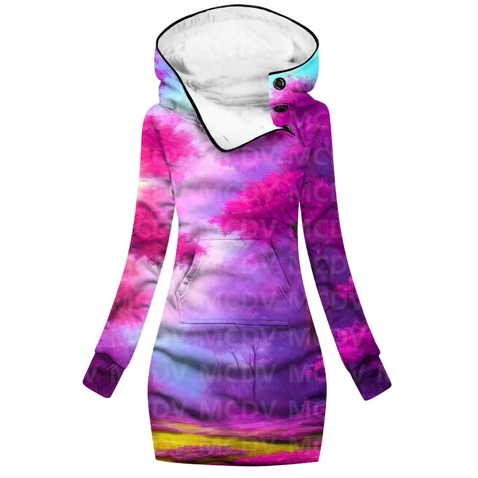Beautiful Scenery 3D Printed Hoodie Dress Novelty Hoodies Women Casual Long Sleeve Hooded Pullover Tracksuit
