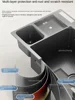 Waterfall Large Single Sink Kitchen Stainless Steel with Trash Can Multifunctional Vegetable and Dishwashing Basin Sink 2