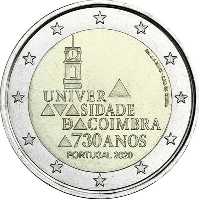 Portogallo 2020 Moneta Commemorativa 730 ° Anniversario Dell'Università Di Bari 2 Euro Unc Nuovo Di Zecca
