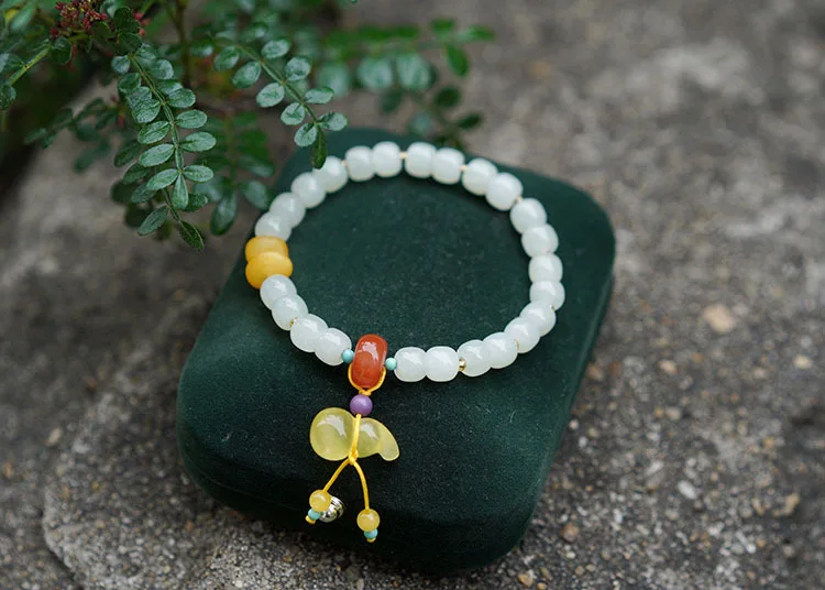 Jade Anhänger Armband Geschenk Perlen Armreif Männer Frauen Urlaub Geschenke Hetian Jade String 7*8mm Luxus Edlen schmuck – Detail 4