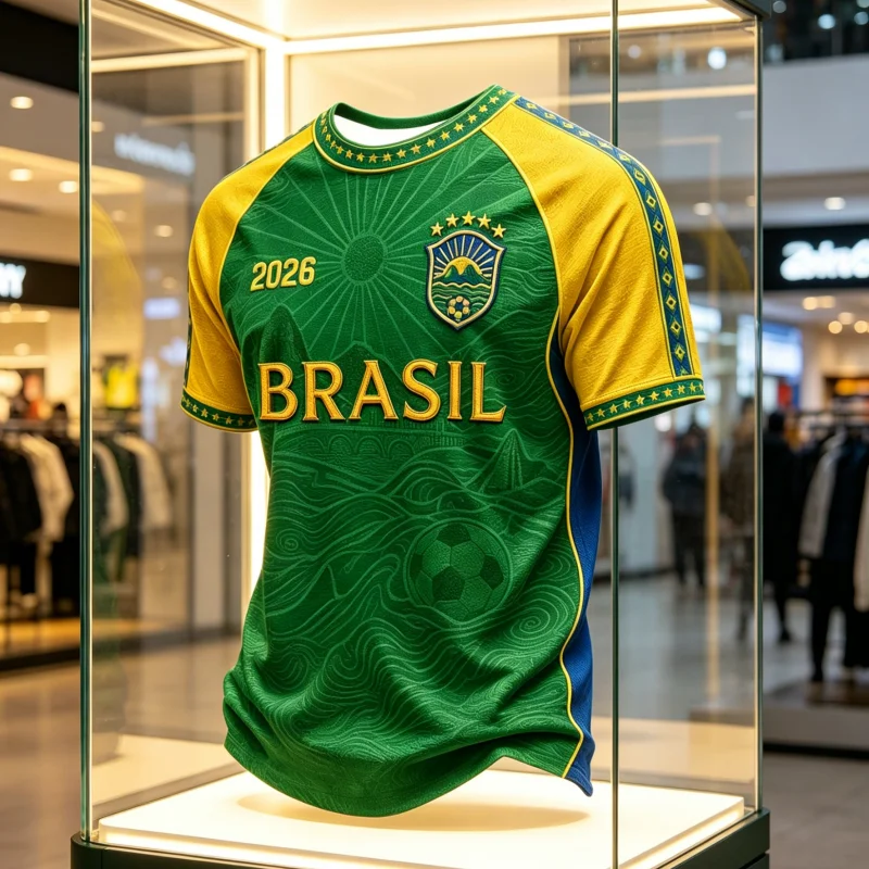 2026 Brasilien-Themen-Fan-Trikot, Lässiges und Bequemes Atmungsaktives Schnelltrocknendes Eltern-Kind-Sportshirt
