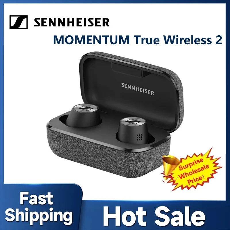 سماعات أذن لاسلكية حقيقية Sennheiser MOMENTUM 2 مع خاصية إلغاء الضوضاء، بلوتوث 5.1، مقاومة للماء IPX4، تحكم باللمس