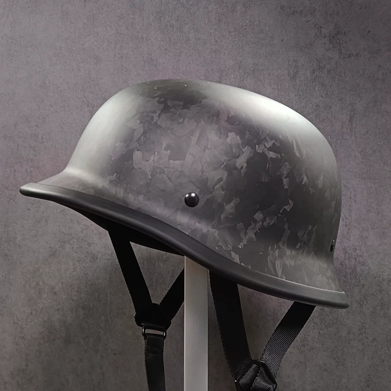 Carbon Fiber Vintage Ladle Helmet DOT Certified Motorcycle Helmet Cruise Motorcycle German Soldier Helmet Half Helmet