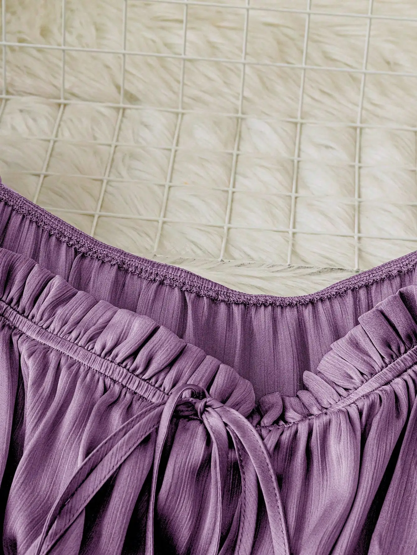 Chic Purple Pleated A-Line Top with Flared Sleeves for a Slimming Silhouette