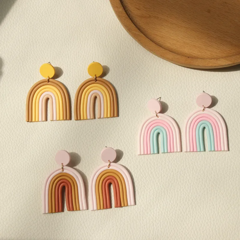 Dangle Earrings Drop Earrings Long Earrings AOMU 1Pair Korea Spring Autumn Candy Color Gradient Ceramic Clay Long Dangle Drop Earrings for Women Jewelry Gifts