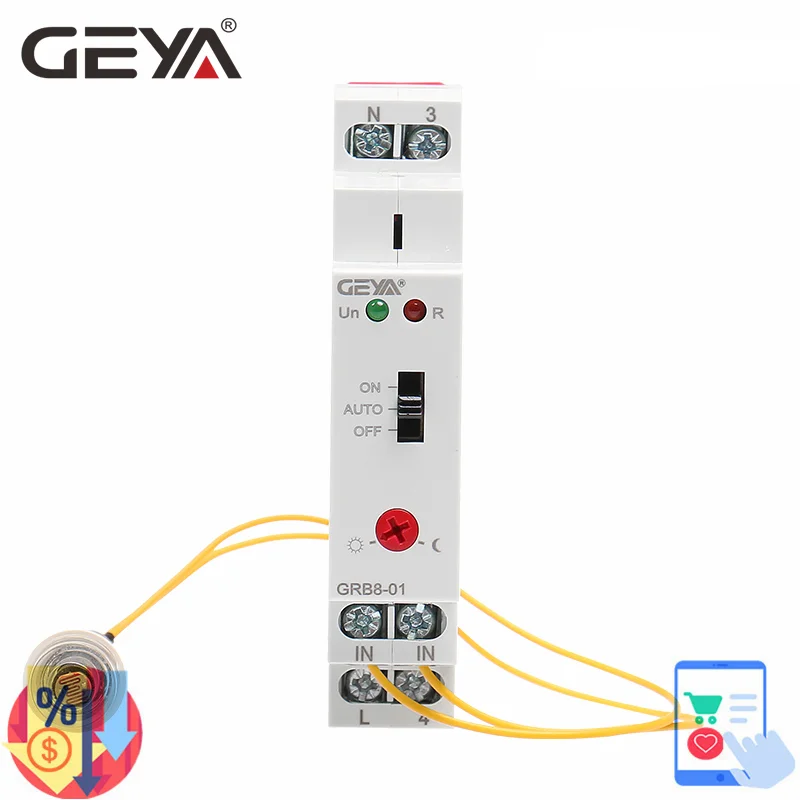 

GEYA GRB8-01/02 Twilight Switch Din Rail Photoelectric Timer Light Sensor Relay AC110V-240V Auto ON OFF RELAY