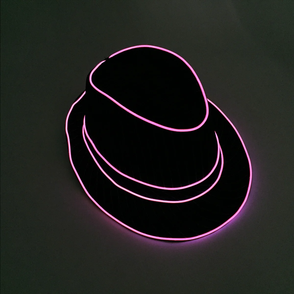 LED Gangster Fedora Hat Casual Bachelor Travel NightClub Holiday Light Up Supplies LED Gentlemen Gangster Hat Rave Accessories 5