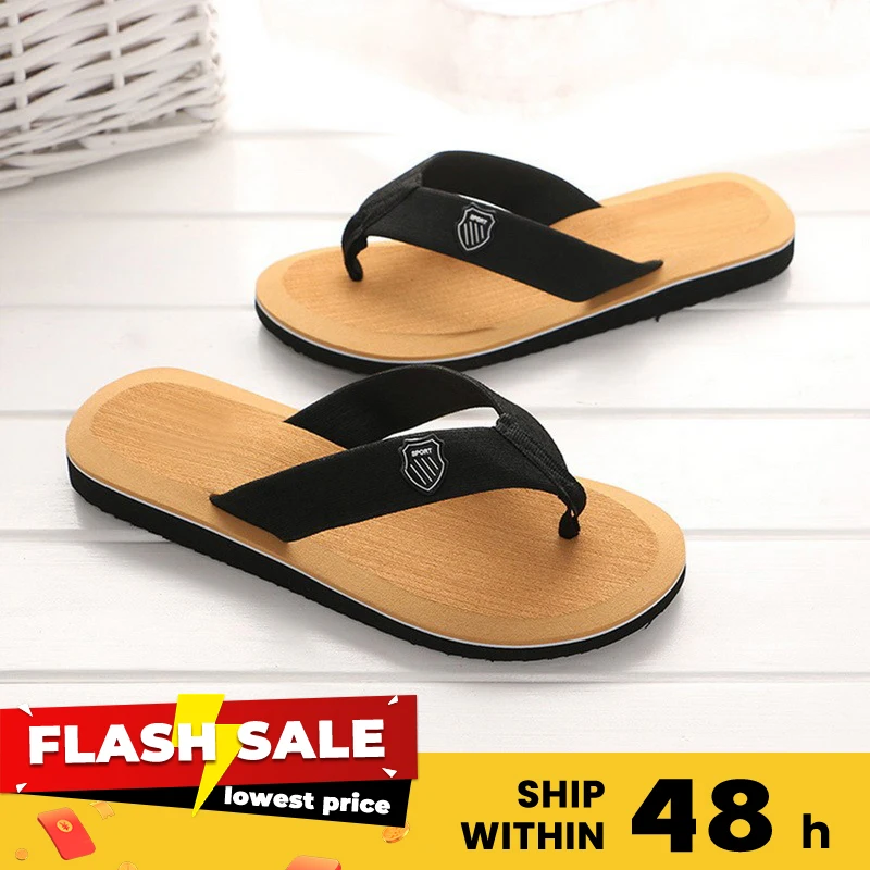 Summer Slippers Men Flip Flops Beach Sandals Non-Slip Casual Flat Shoes Slippers Indoor House Shoes For Men Outdoor Slides flip flops