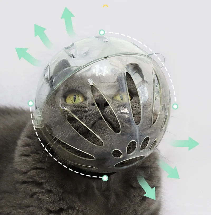 

Kitten Head Protective Cover Cat Space Hood Ball-shaped Anti-scratch Anti-Licking Vent Holes Breathable Kitten Head Protective