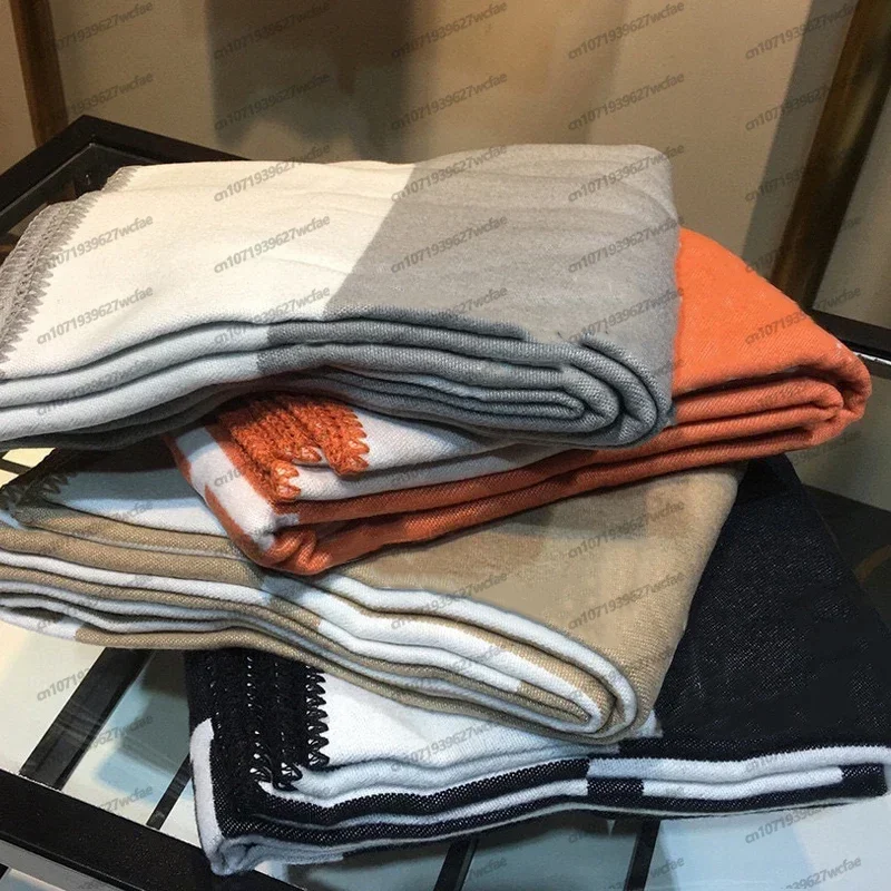 Plaid Blanket Designer Brand Cashmere Blanket for Beds Sofa Fleece Knitted Wool Home Office Nap Throw Portable Scarf bed throw blanket