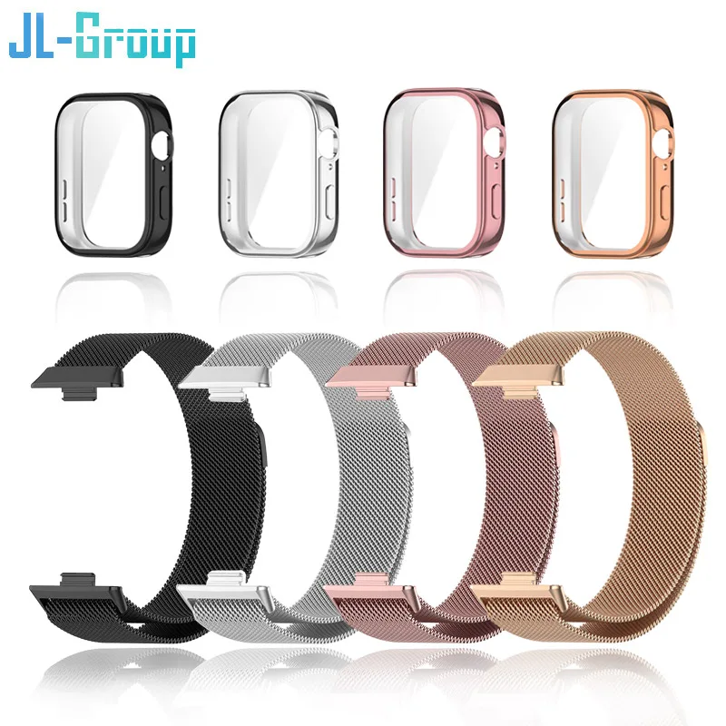 Milanese Magnetic Loop Metal Strap with Soft TPU Case and Screen Protector