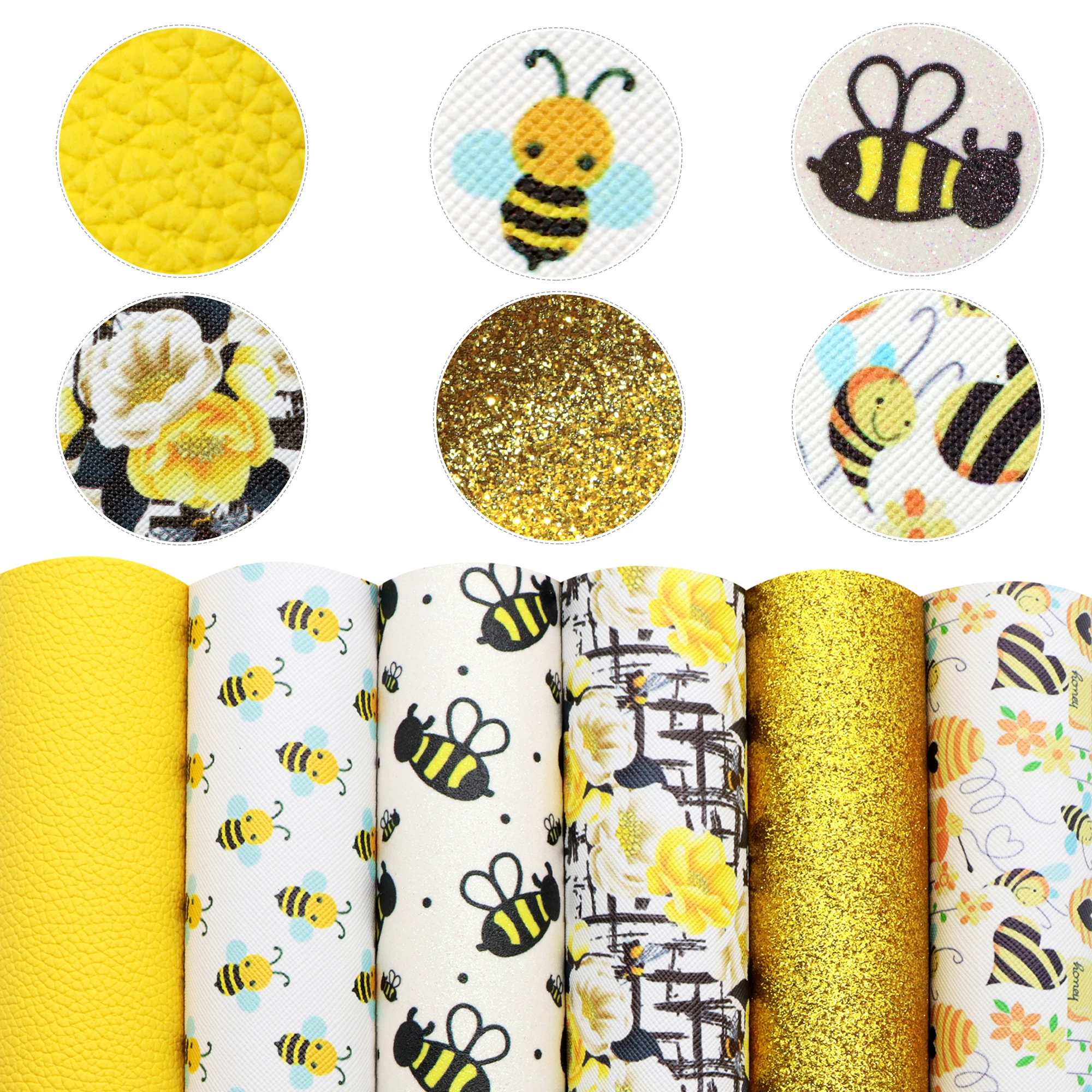 20*33cm Floral Back to School Series Glitter Litchi Faux Synthetic Leather Set For Bows Earrings Handbag DIY Crafts Vinyl