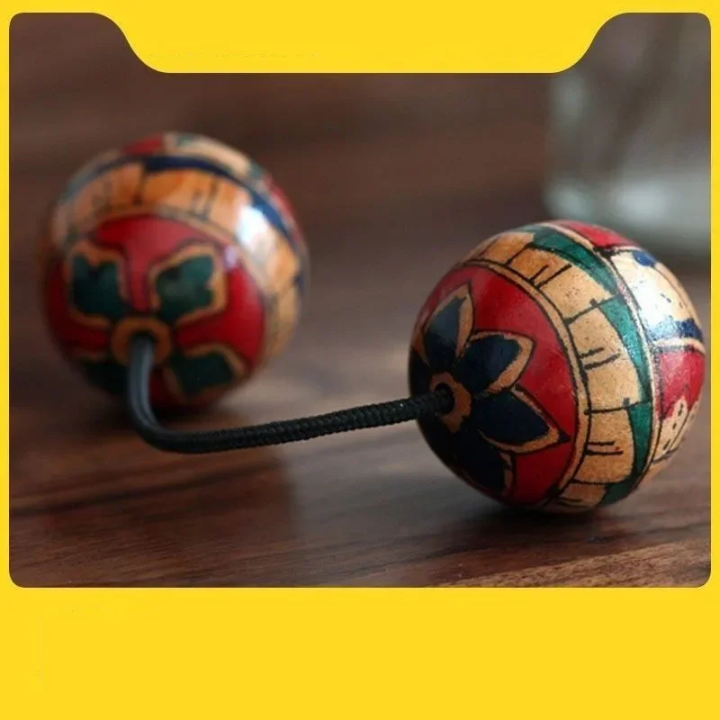 Indonesian Hand Drawn Sand Eggs Wooden Aslatuas Rhythmic Ball Shaker Single Handed Use Impact Music Instruments Niche Gifts