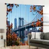 2pcs, 2D flat Party Curtains Bridge and New York Skyline Durable Polyester,Without Electricity Party Decorations Suitable for 6