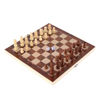 ZK20 3 in 1 Chess Board Game Set Intellectual Growth Chess Checkers Set for Family Friends Wood 24 X 24cm / 9.4 X 9.4in 1
