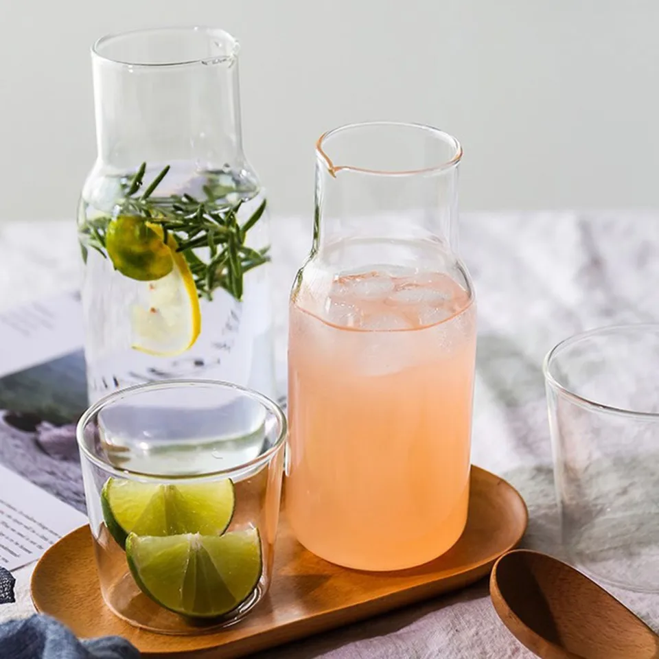 Set Caraffa Con Bicchiere Da Comodino - Vetro Borosilicato, Trasparente, Per Acqua O Succo - Foto 12