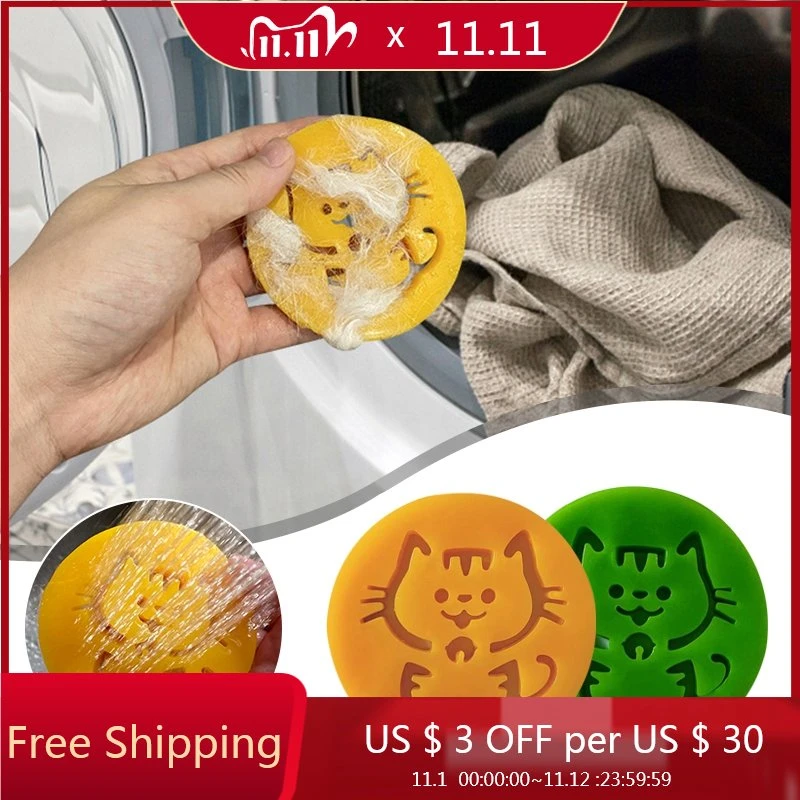 Reusable Pet Hair Remover Washing Machine Lucky Cat Laundry Clothes Cleaning Silicone Double