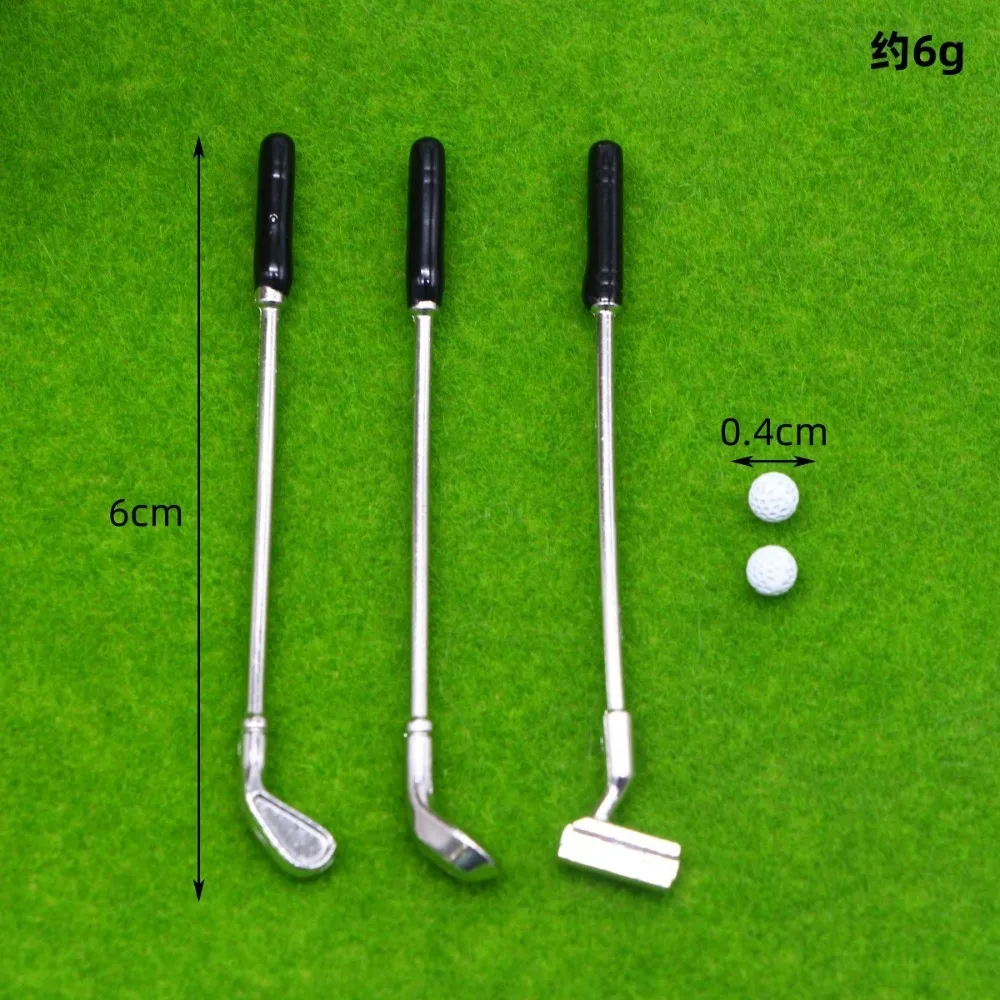 7pcs Miniature Simulated Golf Club Set Decorative House Props Life Scene Toy Scene Model Doll Accessories Dollhouse