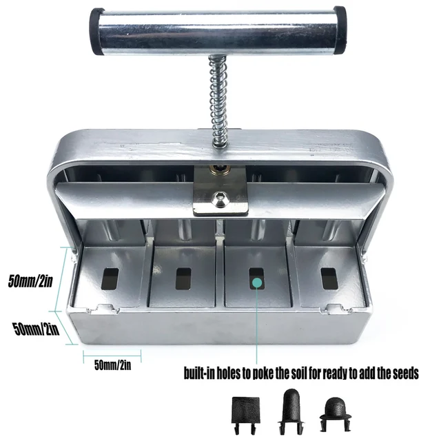 Kettős Fedélzet Rozsdamentes Acél Kézi Palánta Talaj Blokkoló 2 Hüvelykes Fedélzetű Talajblokk Kert Előkészítője - Image 6