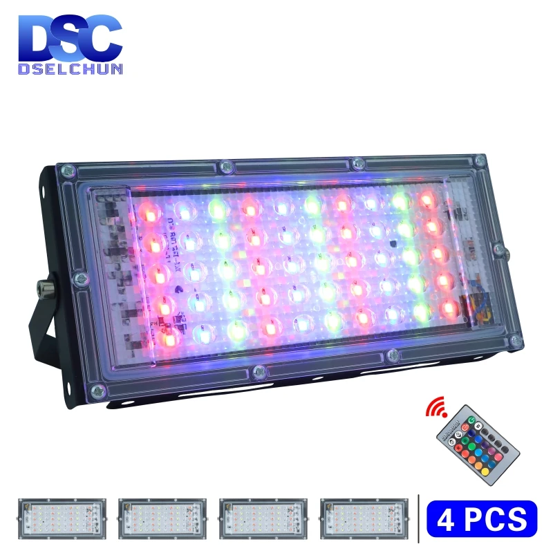Уличный светодиодный RGB прожектор с водонепроницаемым отражателем 4 шт./лот 50 Вт