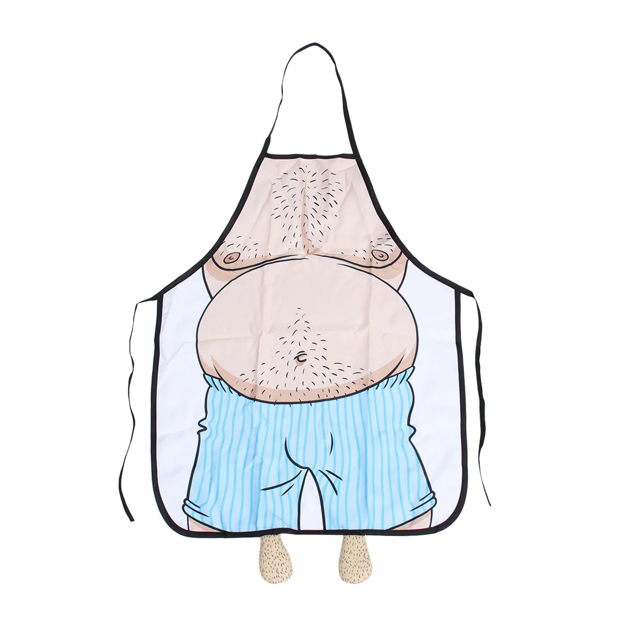 

Novelty Cooking Kitchen Apron Wacky Belly Man Printed Apron Cooking Grilling BBQ Uncle Belly 3D Creative Funny Apron