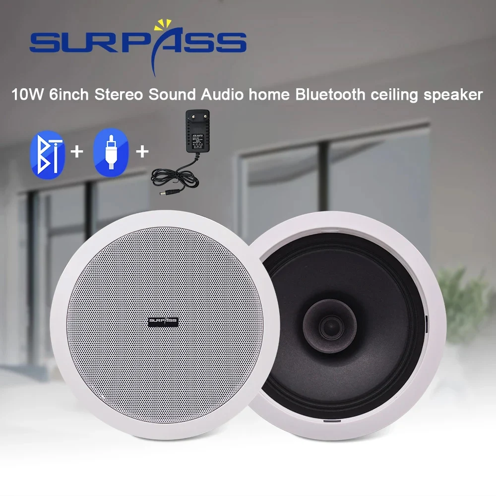 Altavoz de techo con Bluetooth, amplificador Digital integrado, agua, compatible con Bluetooth, carga activa de 10W y 6 pulgadas Audio interior|Altavoces de de empotrar| - AliExpress