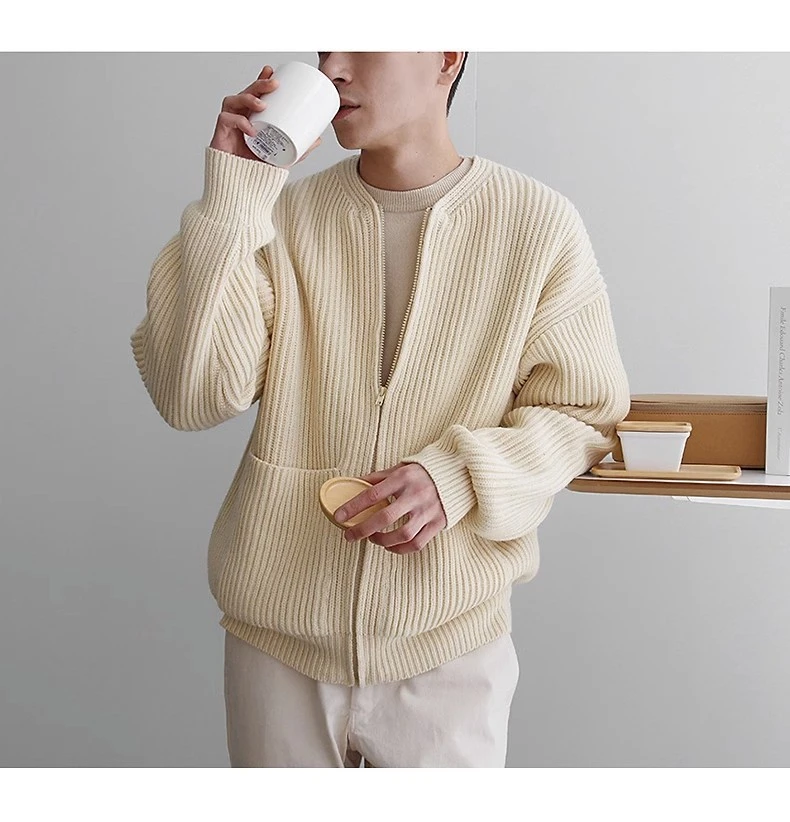 Knit Sweaters For Men Cardigan Men's Autumn Warm Clothing Luxury Y2k Vintage New Sweater Winter Cotton Warm Man Clothes 4