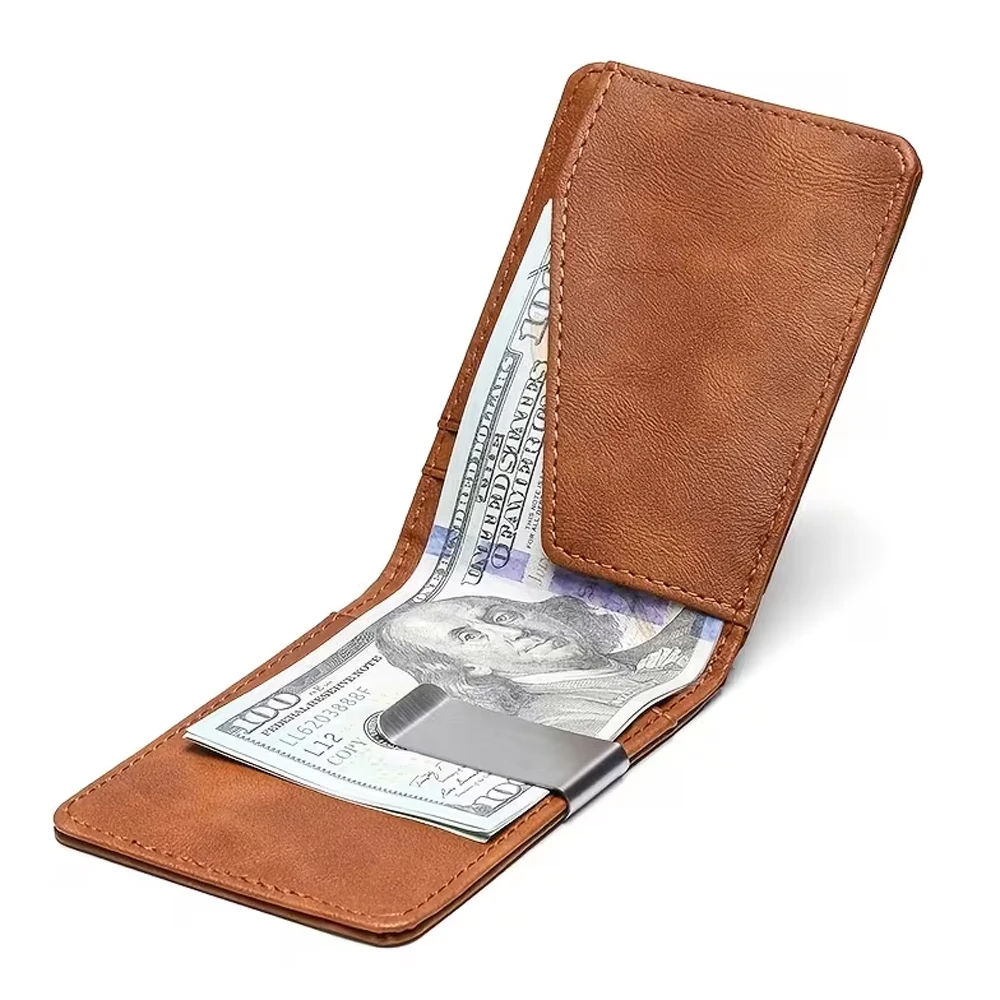 Sleek PU Leather Bi-Fold Wallet with Detachable Money Clip and Multi-Card Organizer