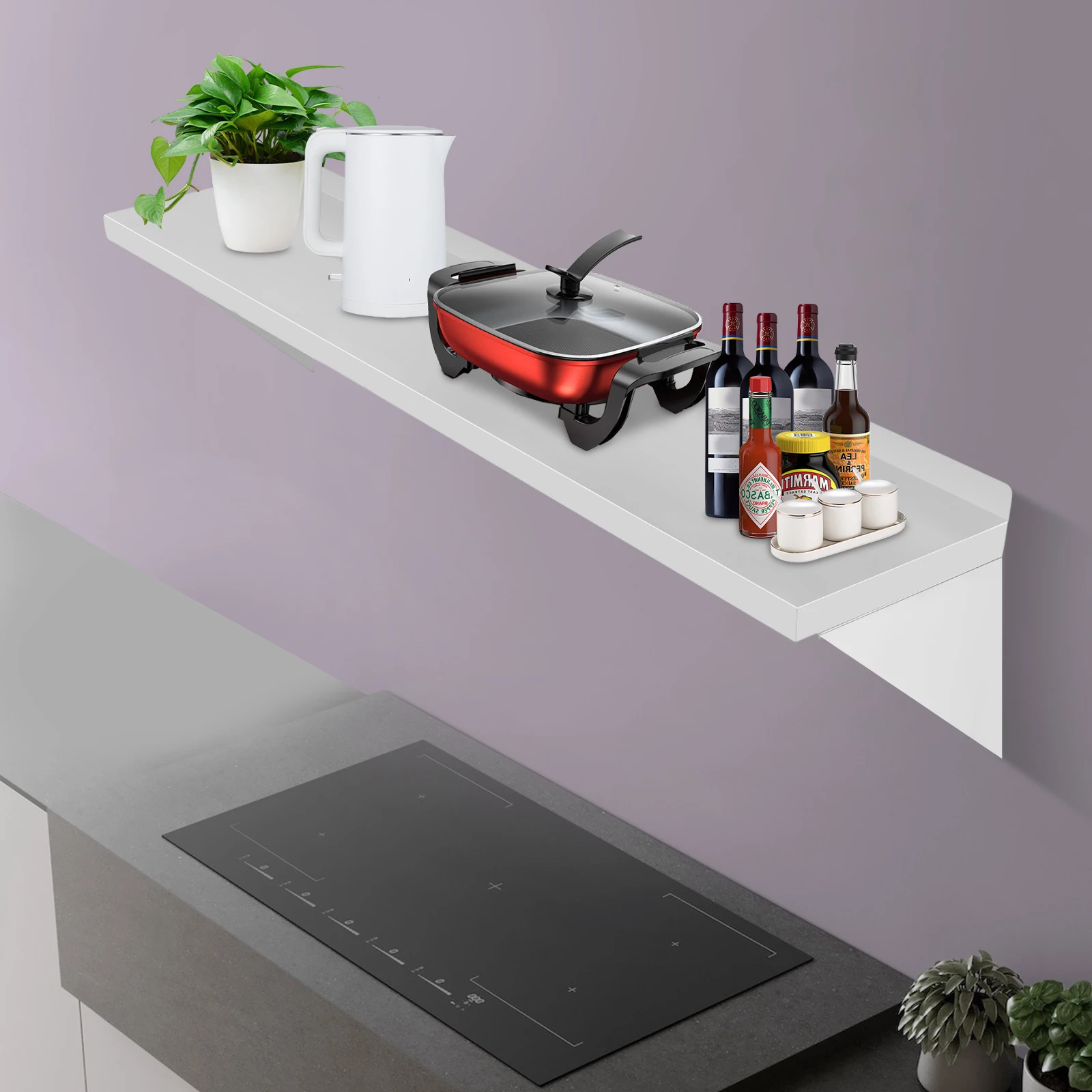 Wandregal Edelstahl Wandbord, 150 Cm Lang, 30 Cm Tief, Edelstahlregal Fuer Kueche, Edelstahl Regal Fur Wannid