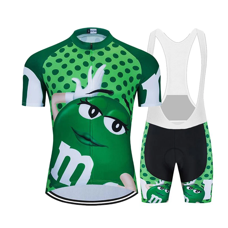 M Bean Team Short Sleeve Cycling Jersey Set Bib Shorts Men