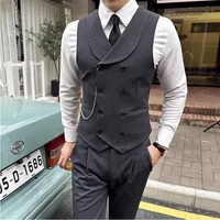 (1 Pcs Vest）2024 Latest Style Design Double Breasted Men Suit Vests Formal Groom Wedding Social Slim Fit Sleeveless Vest Coats 1